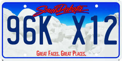SD license plate 96KX12