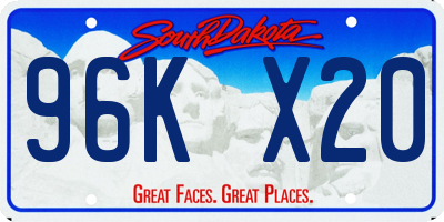 SD license plate 96KX20