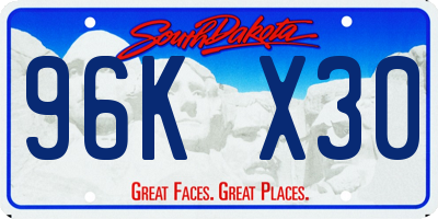 SD license plate 96KX30