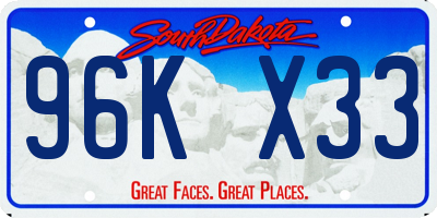 SD license plate 96KX33