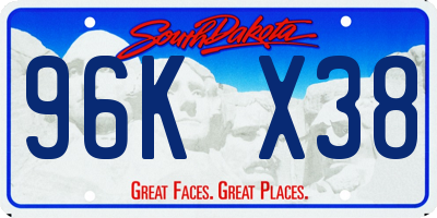 SD license plate 96KX38
