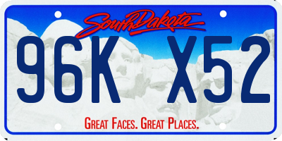SD license plate 96KX52
