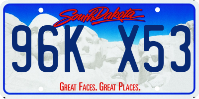 SD license plate 96KX53