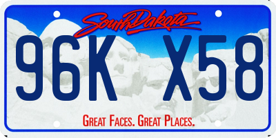 SD license plate 96KX58