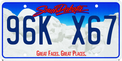 SD license plate 96KX67