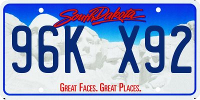 SD license plate 96KX92