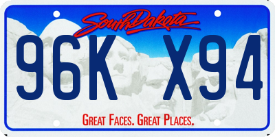 SD license plate 96KX94