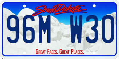 SD license plate 96MW30