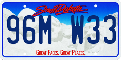 SD license plate 96MW33