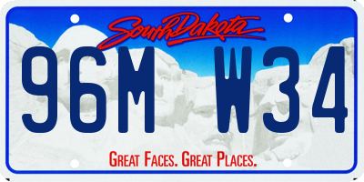 SD license plate 96MW34