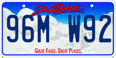 SD license plate 96MW92