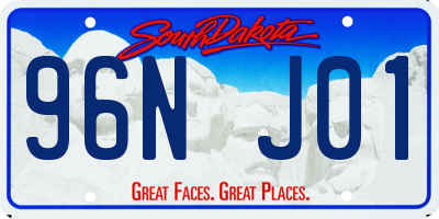 SD license plate 96NJ01