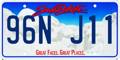 SD license plate 96NJ11