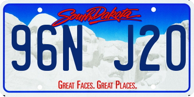 SD license plate 96NJ20