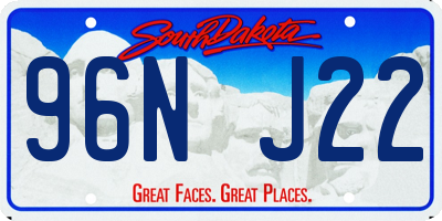 SD license plate 96NJ22