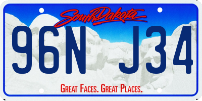 SD license plate 96NJ34