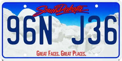 SD license plate 96NJ36