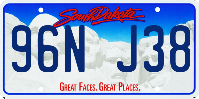 SD license plate 96NJ38