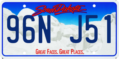 SD license plate 96NJ51