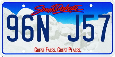 SD license plate 96NJ57