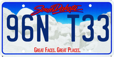 SD license plate 96NT33