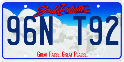 SD license plate 96NT92
