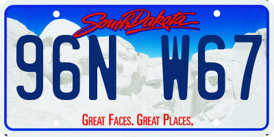 SD license plate 96NW67