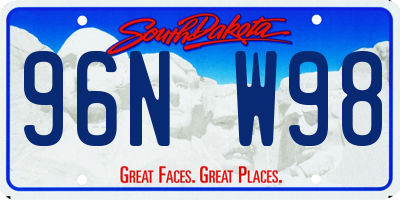 SD license plate 96NW98
