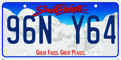SD license plate 96NY64