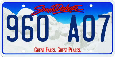 SD license plate 96OA07