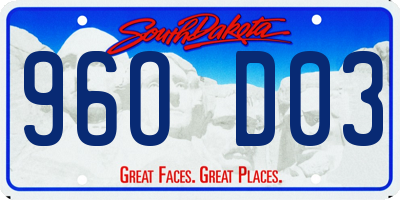 SD license plate 96OD03