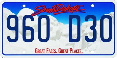 SD license plate 96OD30