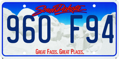 SD license plate 96OF94
