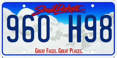 SD license plate 96OH98