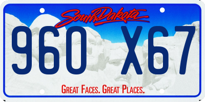 SD license plate 96OX67