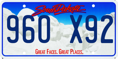 SD license plate 96OX92