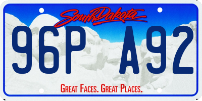 SD license plate 96PA92
