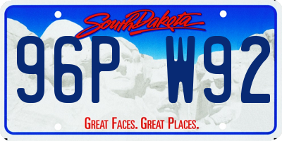 SD license plate 96PW92