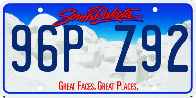 SD license plate 96PZ92