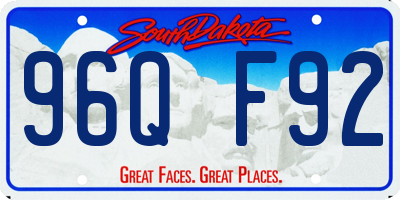 SD license plate 96QF92