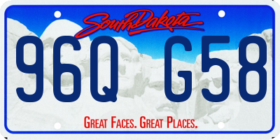 SD license plate 96QG58