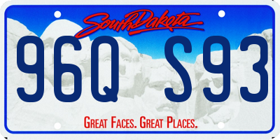 SD license plate 96QS93