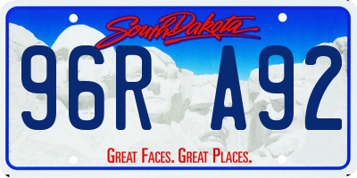 SD license plate 96RA92