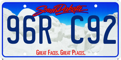 SD license plate 96RC92