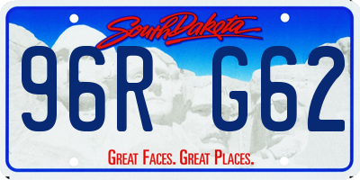 SD license plate 96RG62