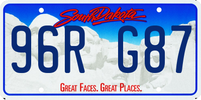 SD license plate 96RG87