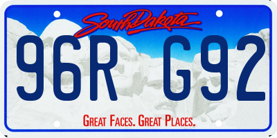 SD license plate 96RG92