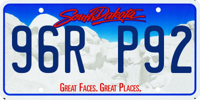 SD license plate 96RP92
