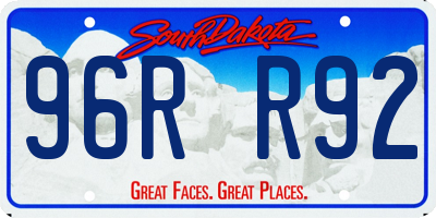 SD license plate 96RR92