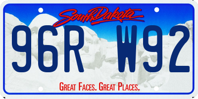 SD license plate 96RW92